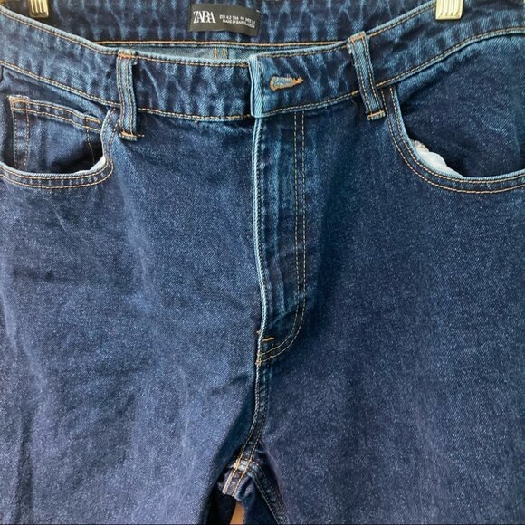 ZARA Sz 10  Mom Style High Rise Tapered Leg Dark Wash Jeans - Picture 2 of 6